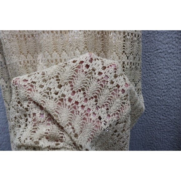 Vintage ALGO Crochet Sheer Maxi Dress-12-Lined with Satin-Cottagecore-Y2K - Picture 6 of 9